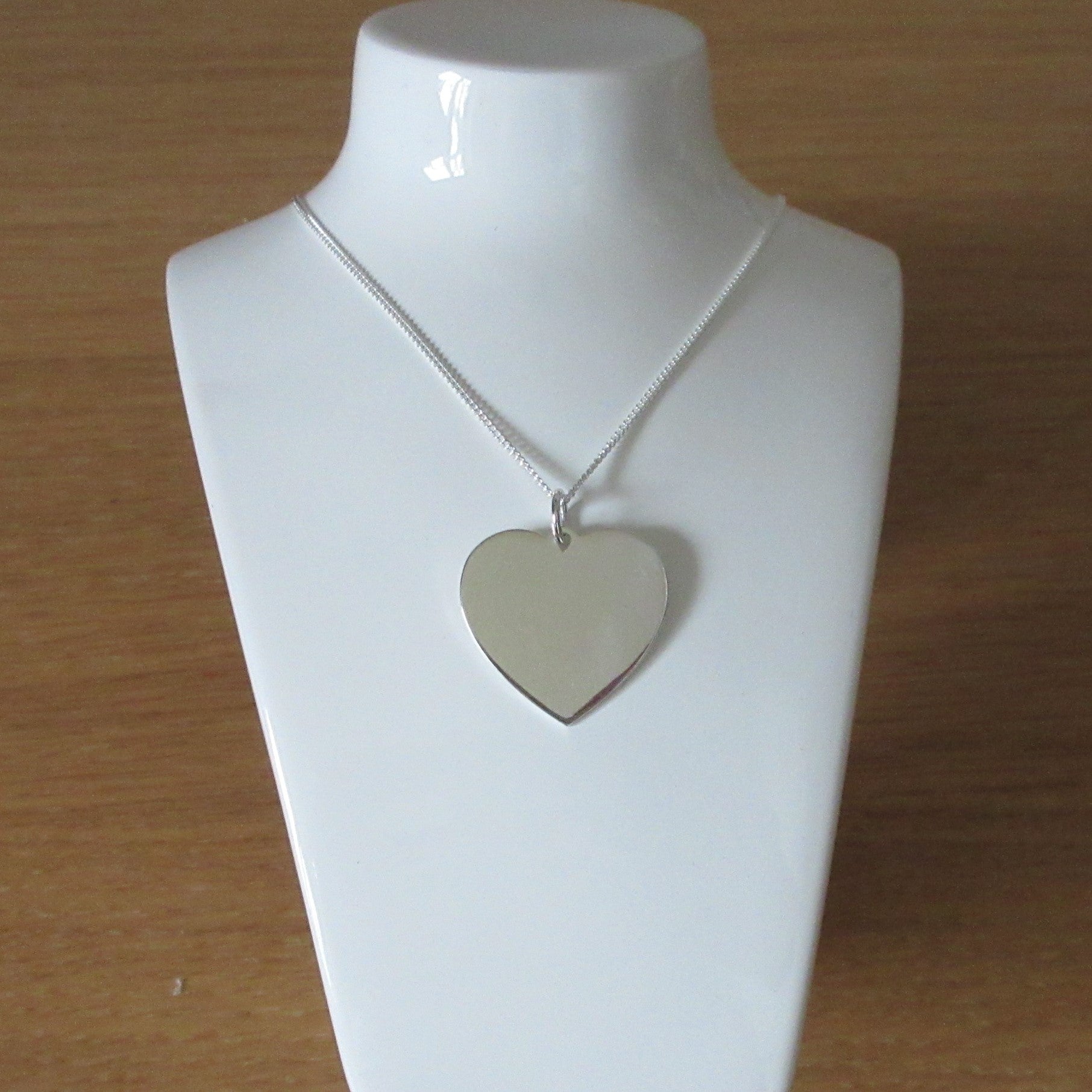 Silver Solid Plain Heart Necklace