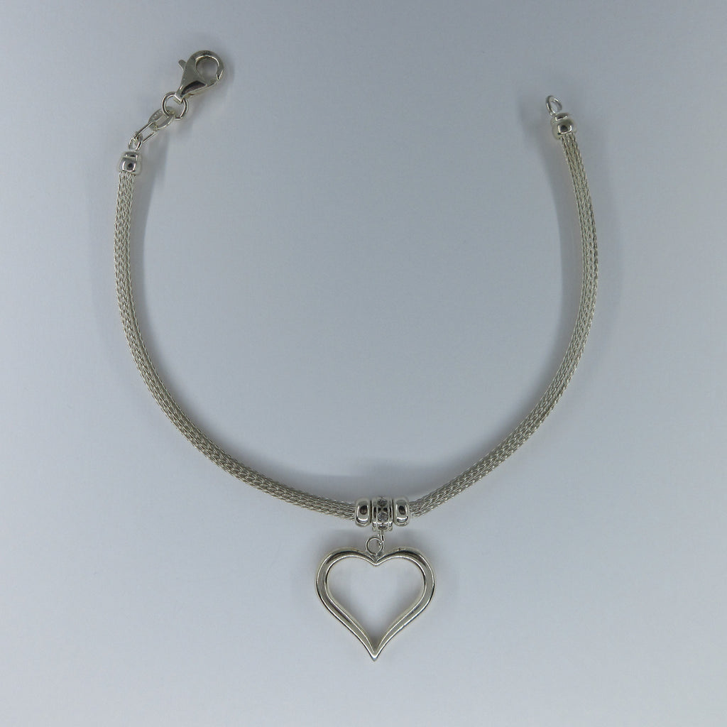 Ladies Silver Open Heart Bracelet