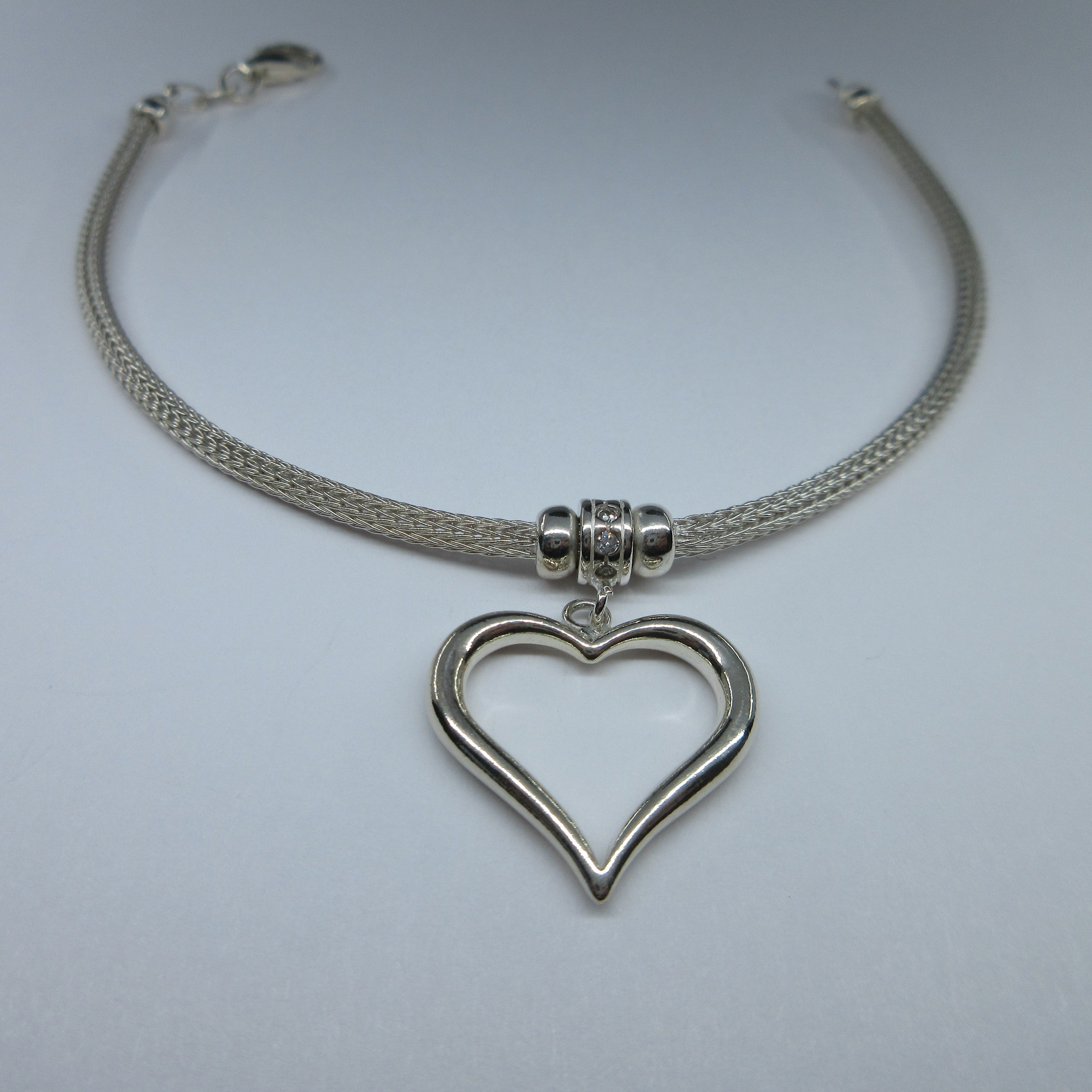 Ladies Silver Open Heart Bracelet