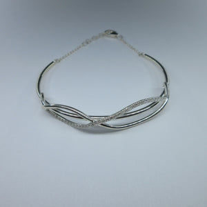 Silver Fancy C/Z Chain Bangle