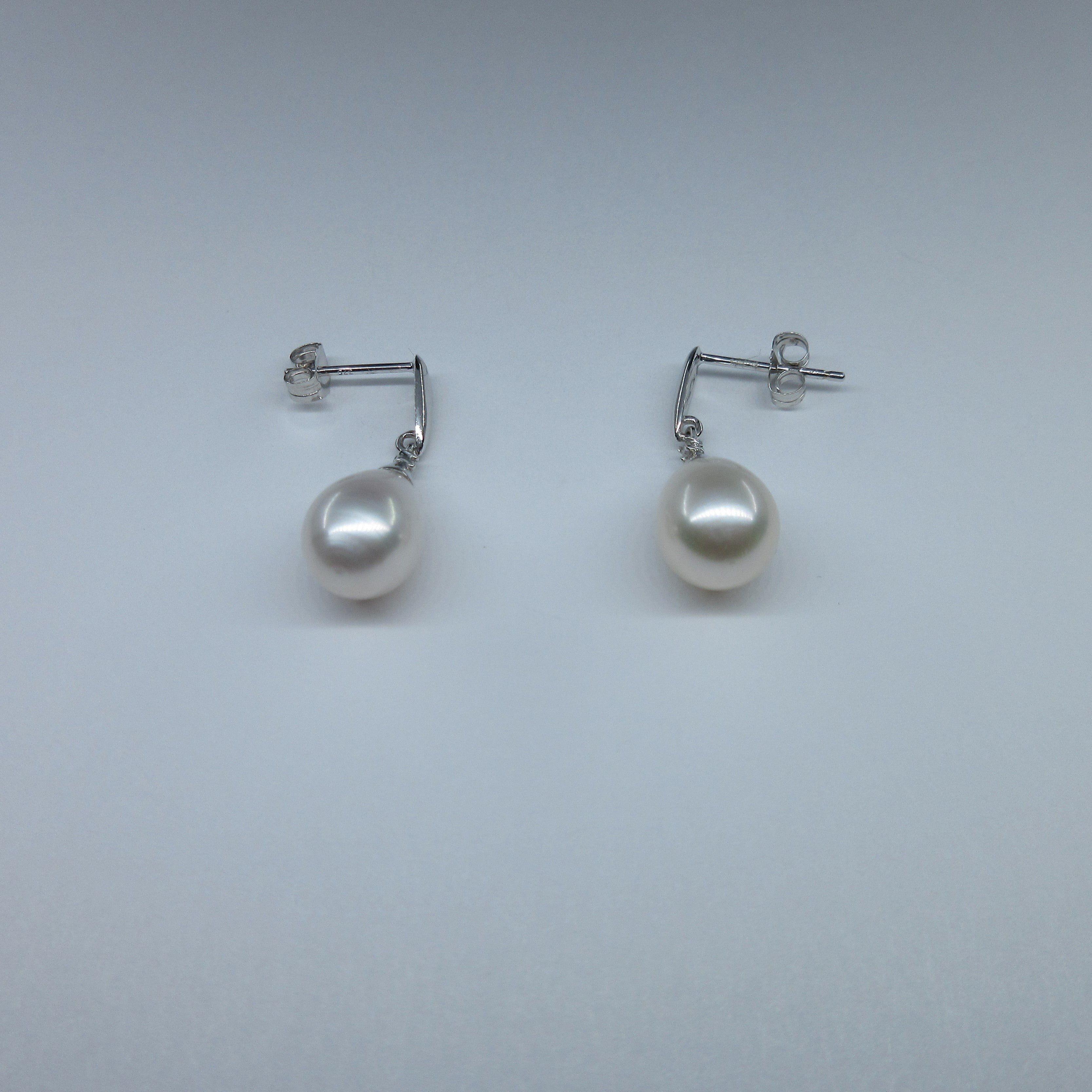 9ct White Gold Pearl & Diamond Earrings