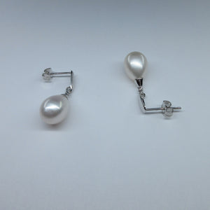 9ct White Gold Pearl & Diamond Earrings