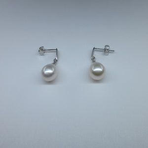 9ct White Gold Pearl & Diamond Earrings