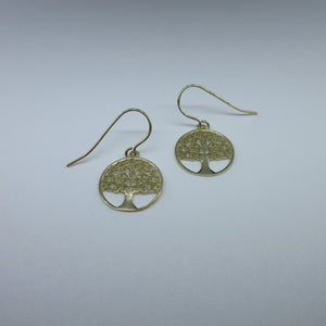 9ct Yellow Gold Tree of Life Drop Earrings