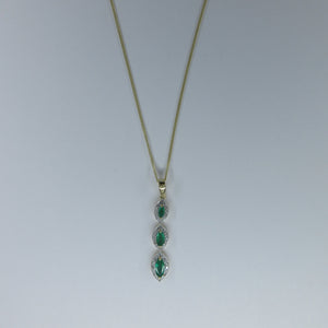 9ct Yellow Gold Emerald & Diamond Drop Necklace