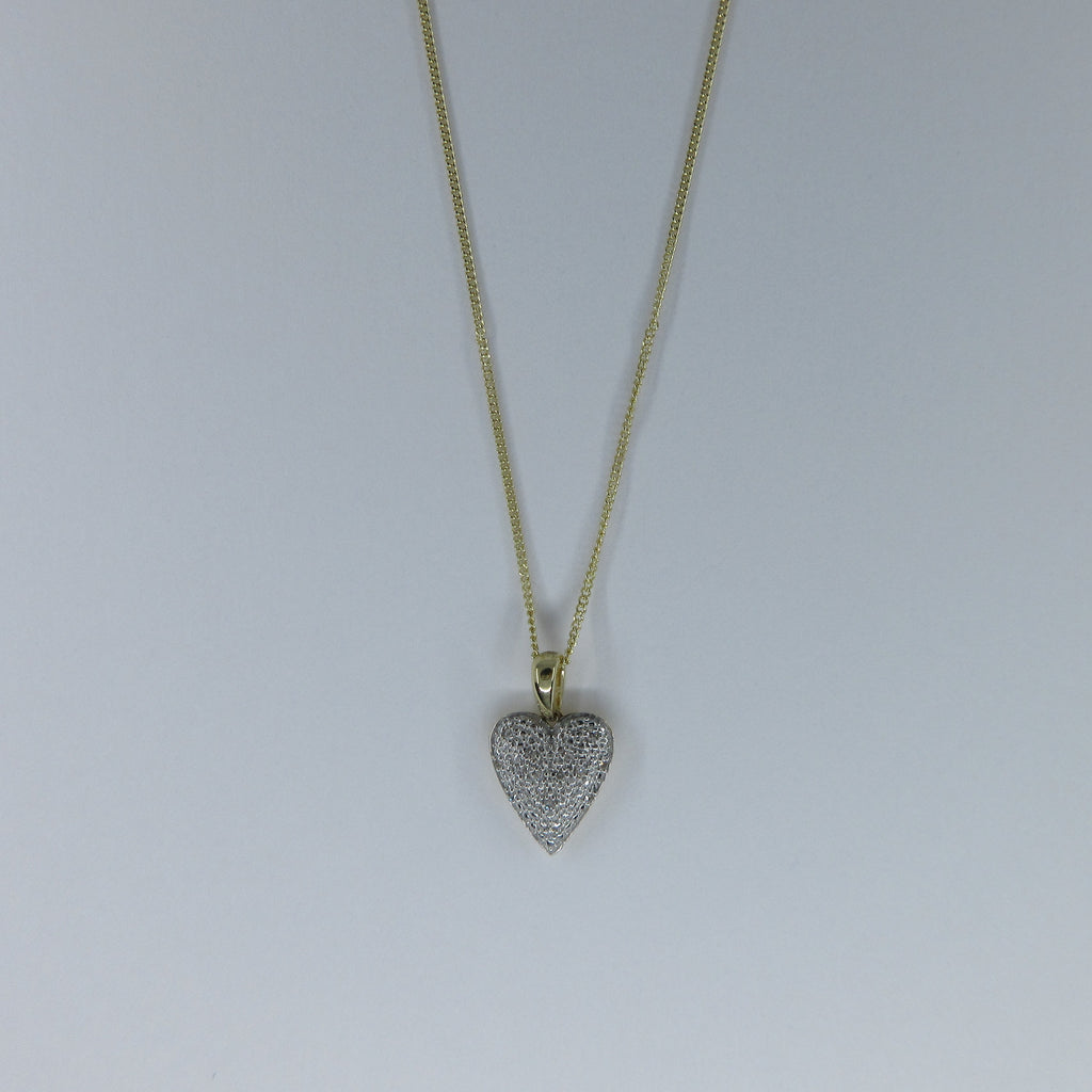 9ct Yellow Gold Diamond Heart Necklace
