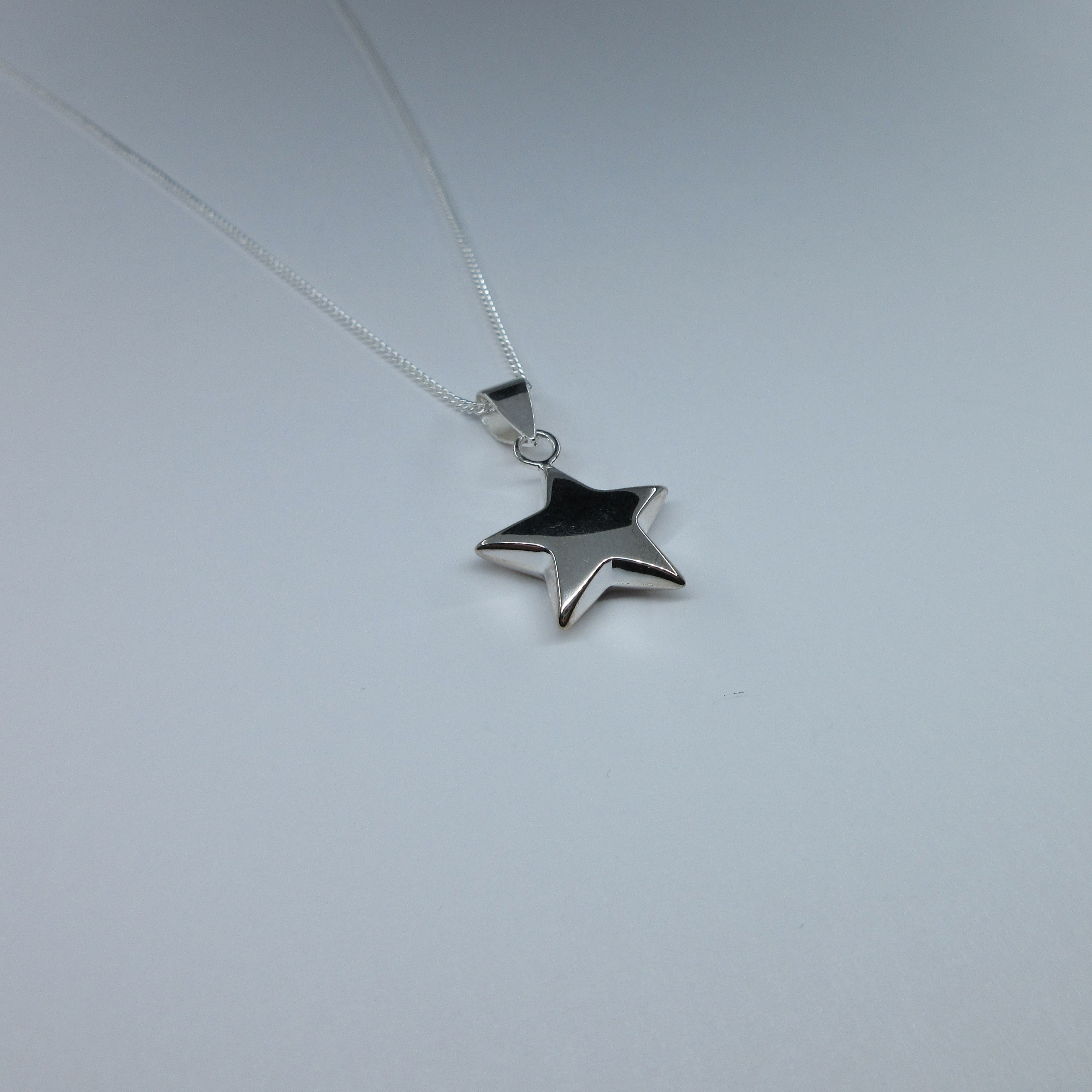 Silver Polished Star Necklace
