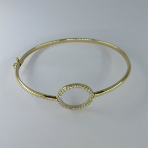 Ladies 9ct Yellow Gold C/Z Bangle