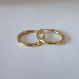 9ct Yellow Gold 25mm Hoop Earrings