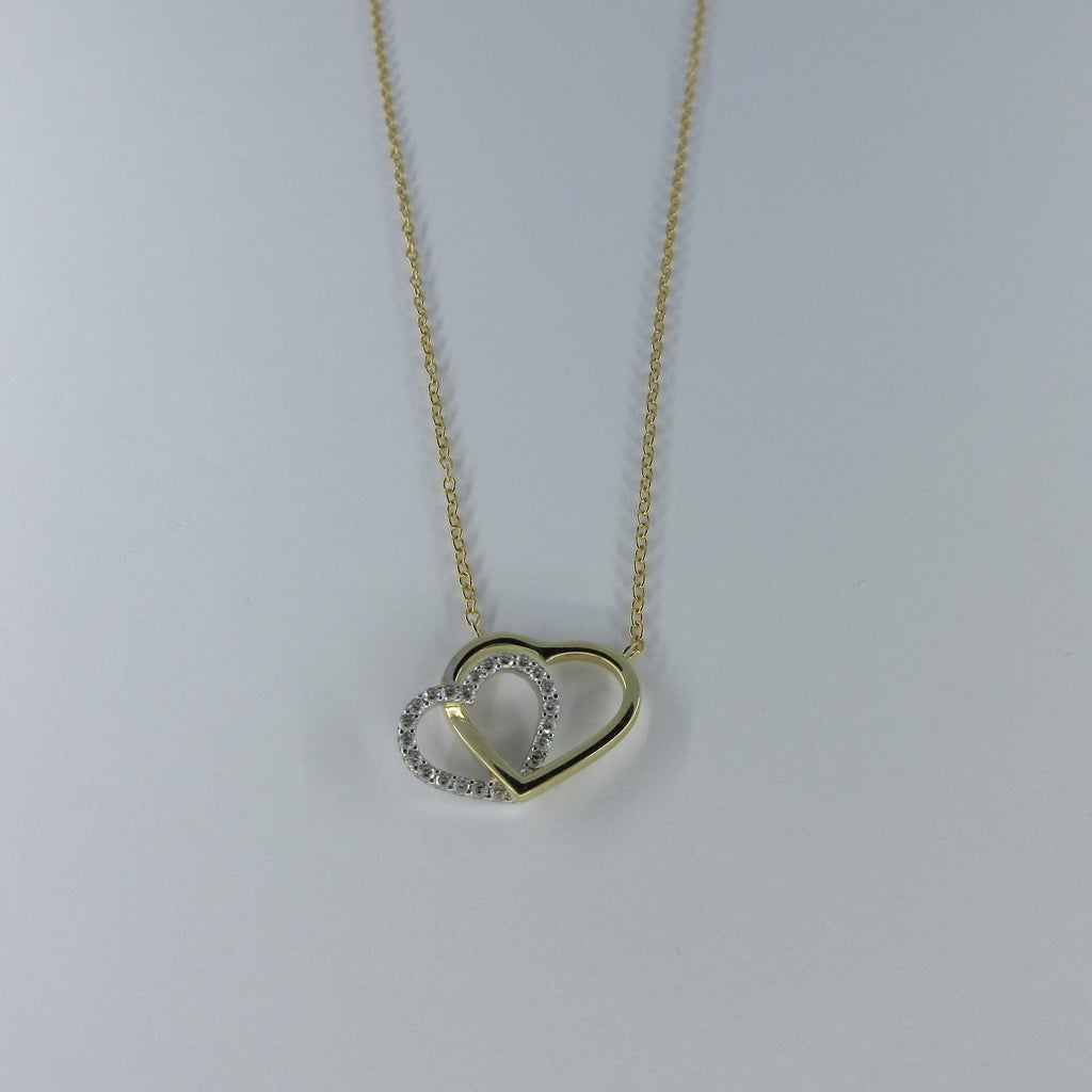 Ladies 9ct Gold Double Heart Necklace