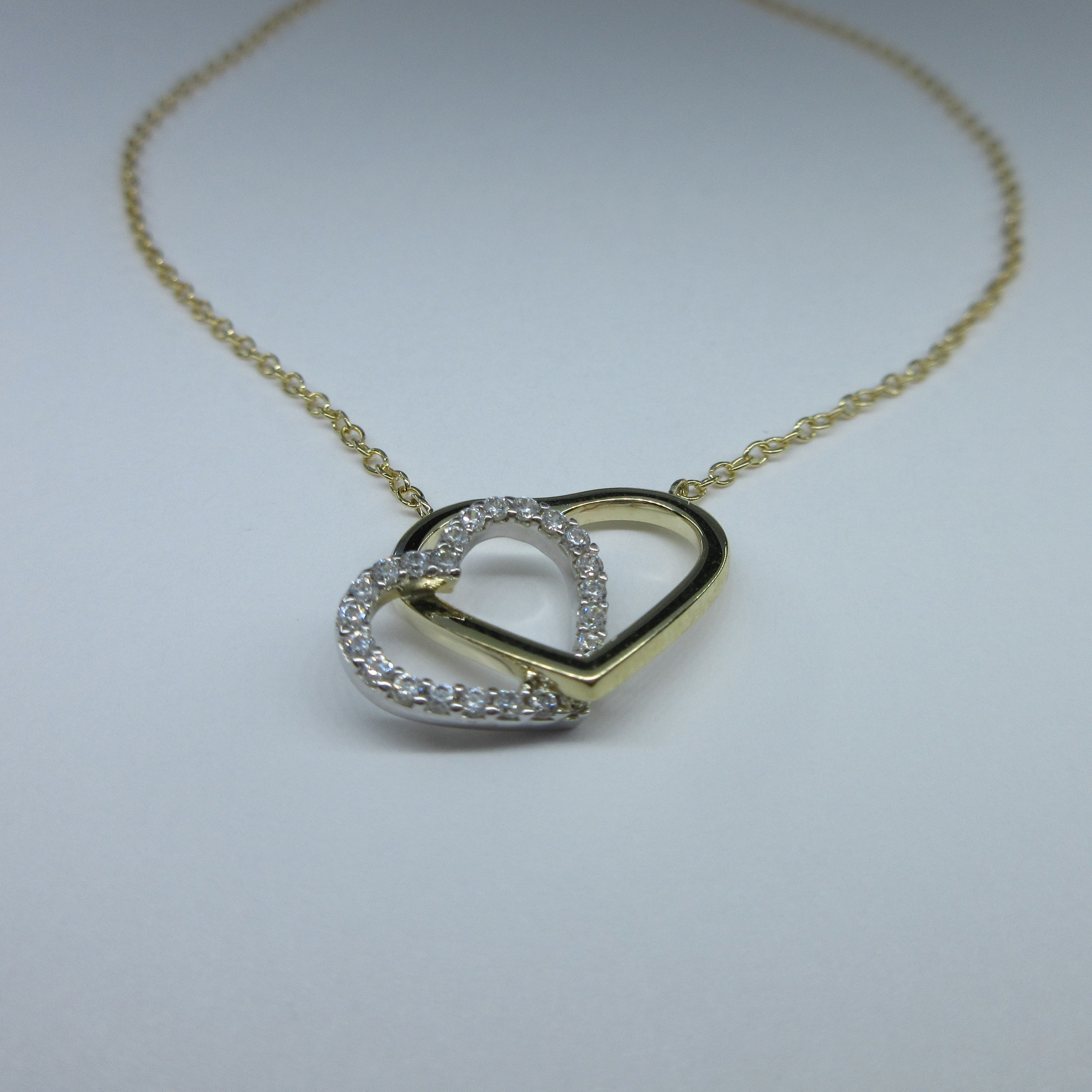 Ladies 9ct Gold Double Heart Necklace