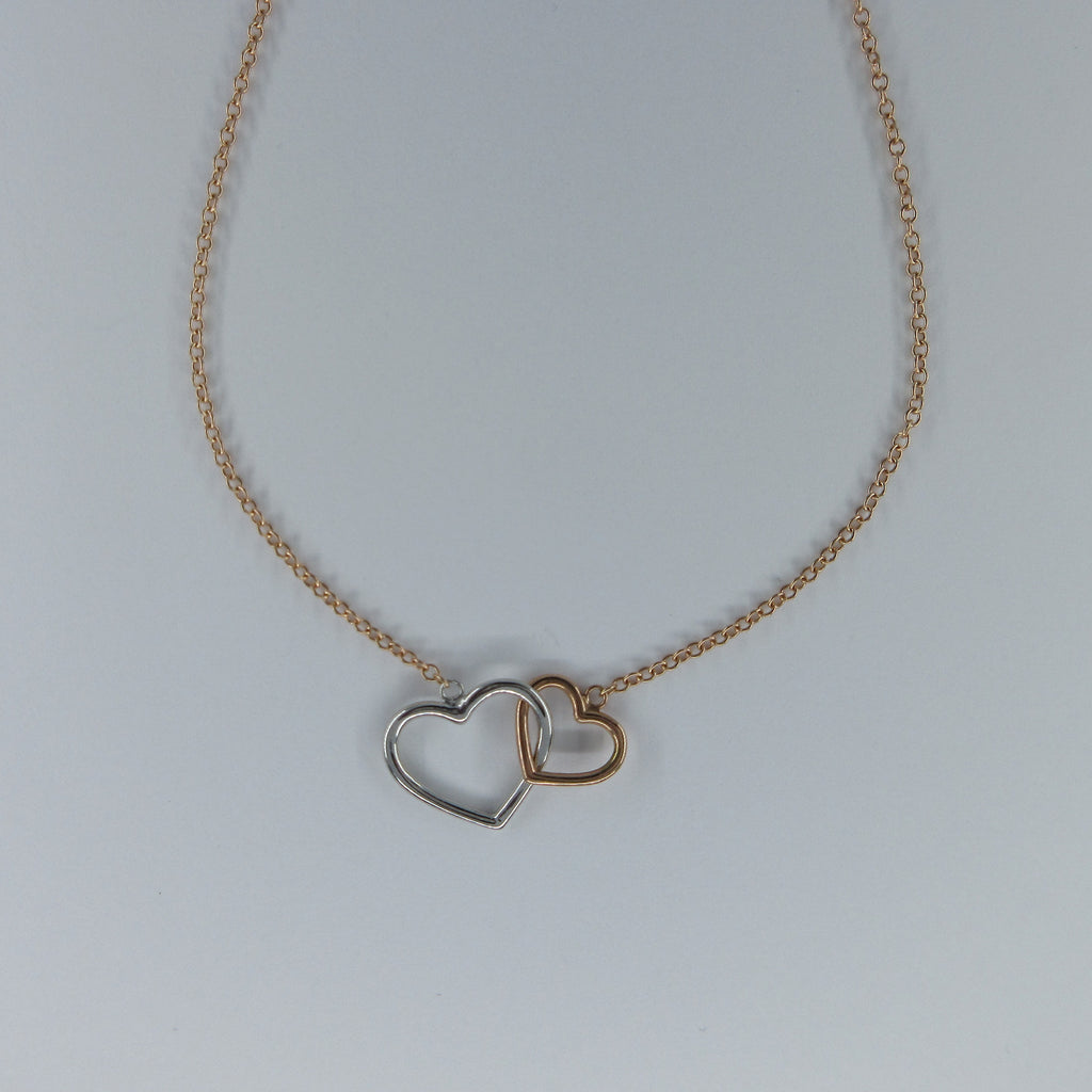 Ladies 9ct Rose & White Gold Heart Necklace