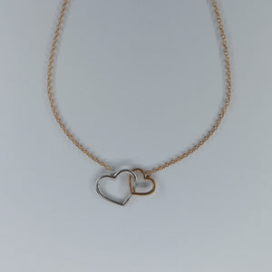 Ladies 9ct Rose & White Gold Heart Necklace