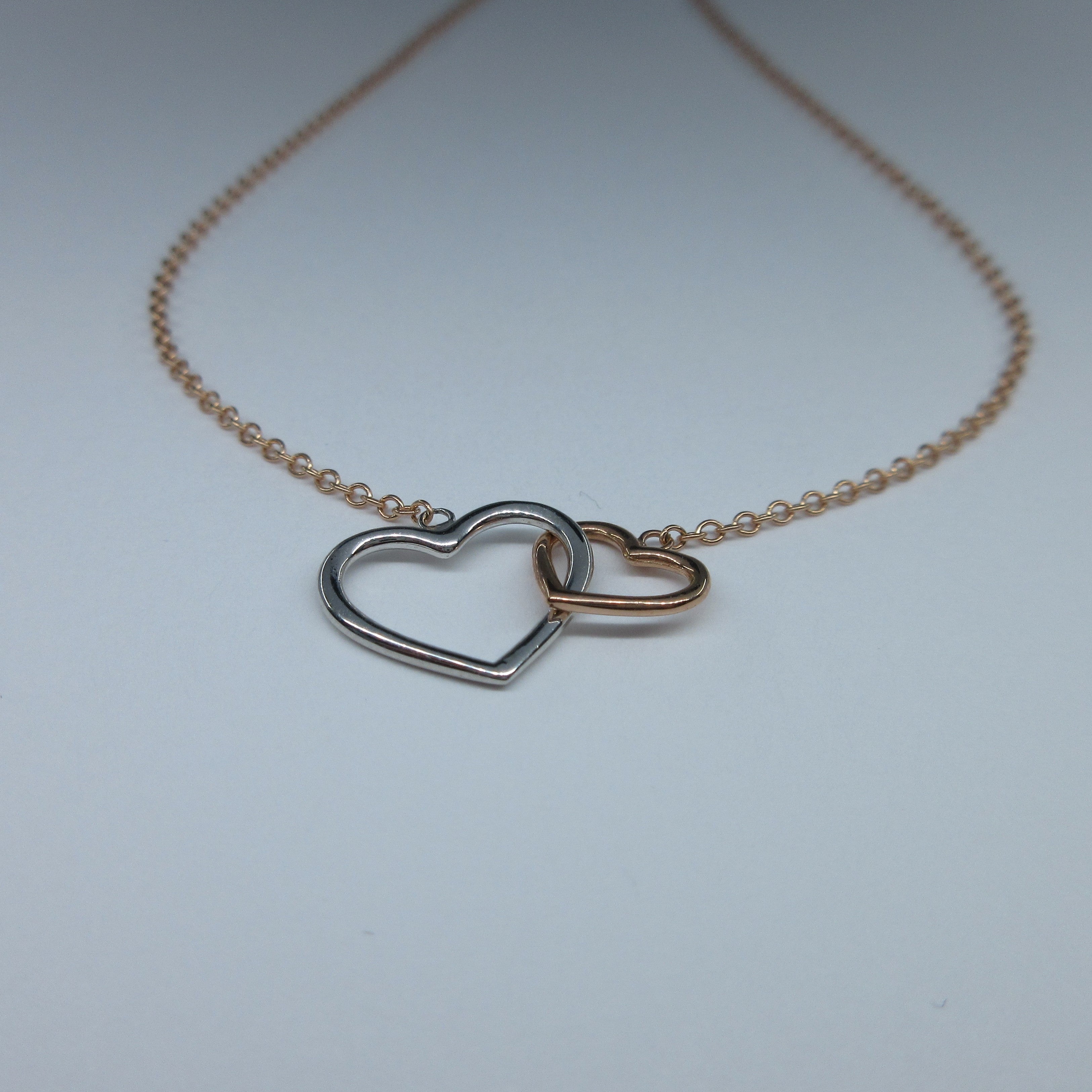 Ladies 9ct Rose & White Gold Heart Necklace