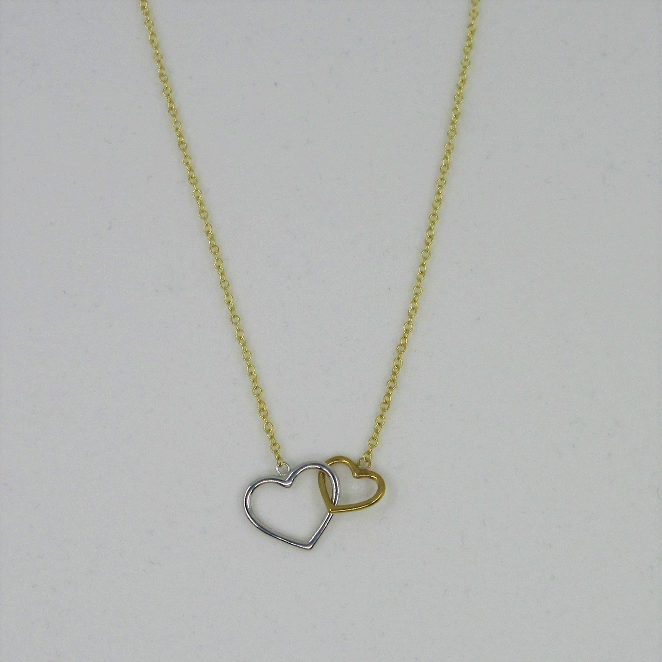 Ladies 9ct Yellow & White Gold Heart Necklace