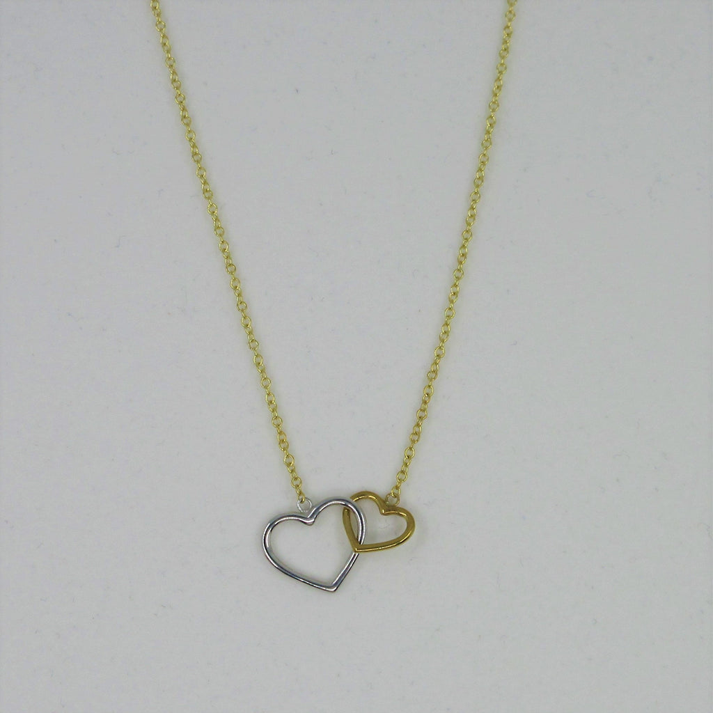 Ladies 9ct Yellow & White Gold Heart Necklace