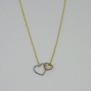 Ladies 9ct Yellow & White Gold Heart Necklace