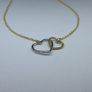 Ladies 9ct Yellow & White Gold Heart Necklace