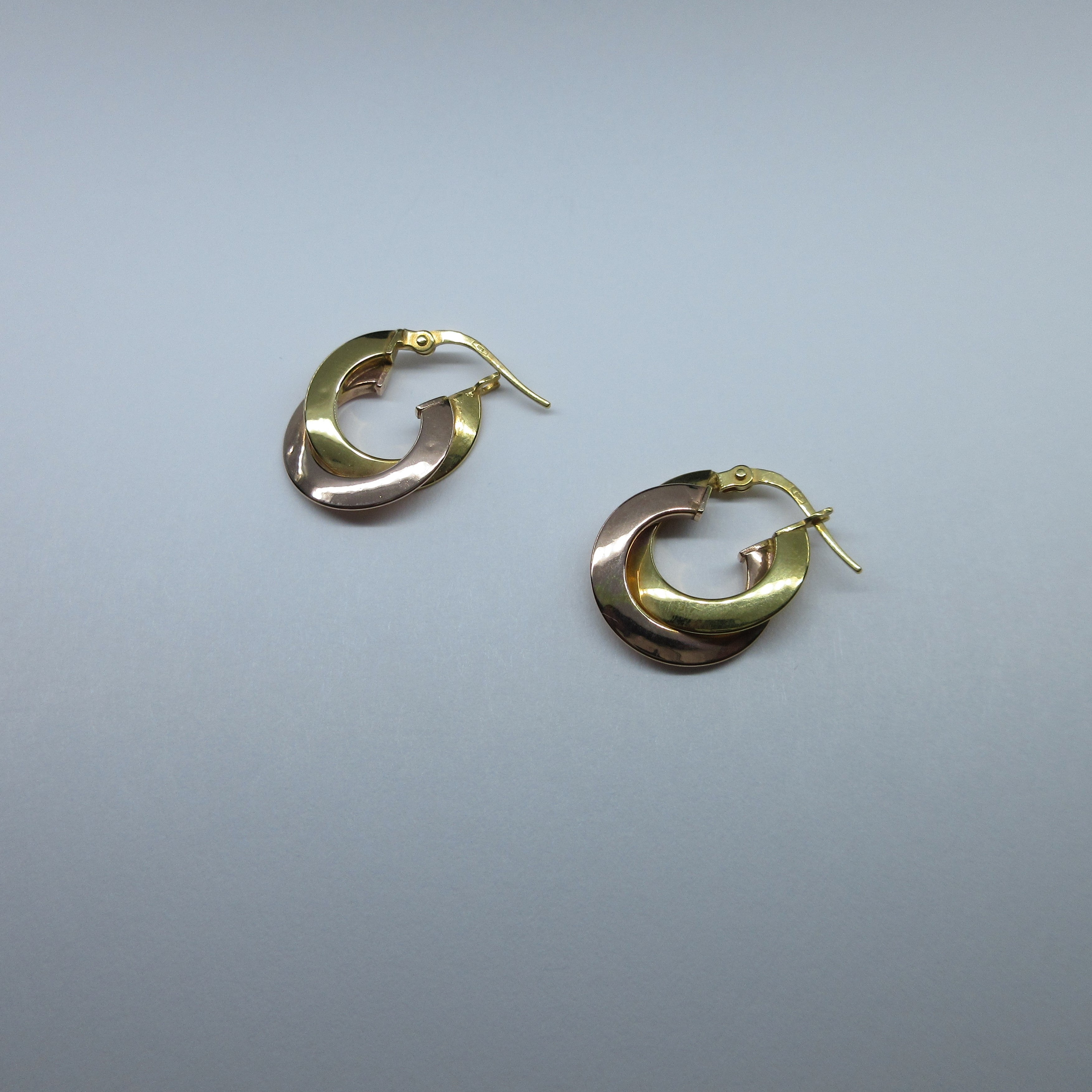 9ct 2 Colour Hoop Earrings