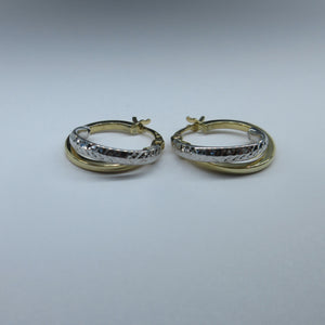 9ct 2 Colour Gold Hoop Earrings