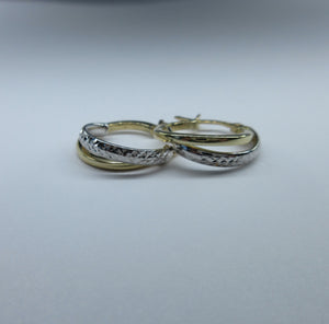 9ct 2 Colour Gold Hoop Earrings