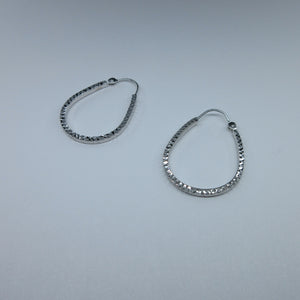 9ct White Gold Diamond Cut Hoop Earrings