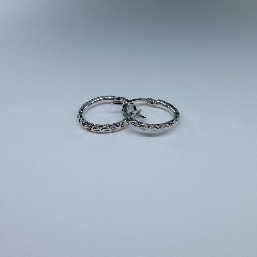 9ct White Gold Round Hoop Earrings