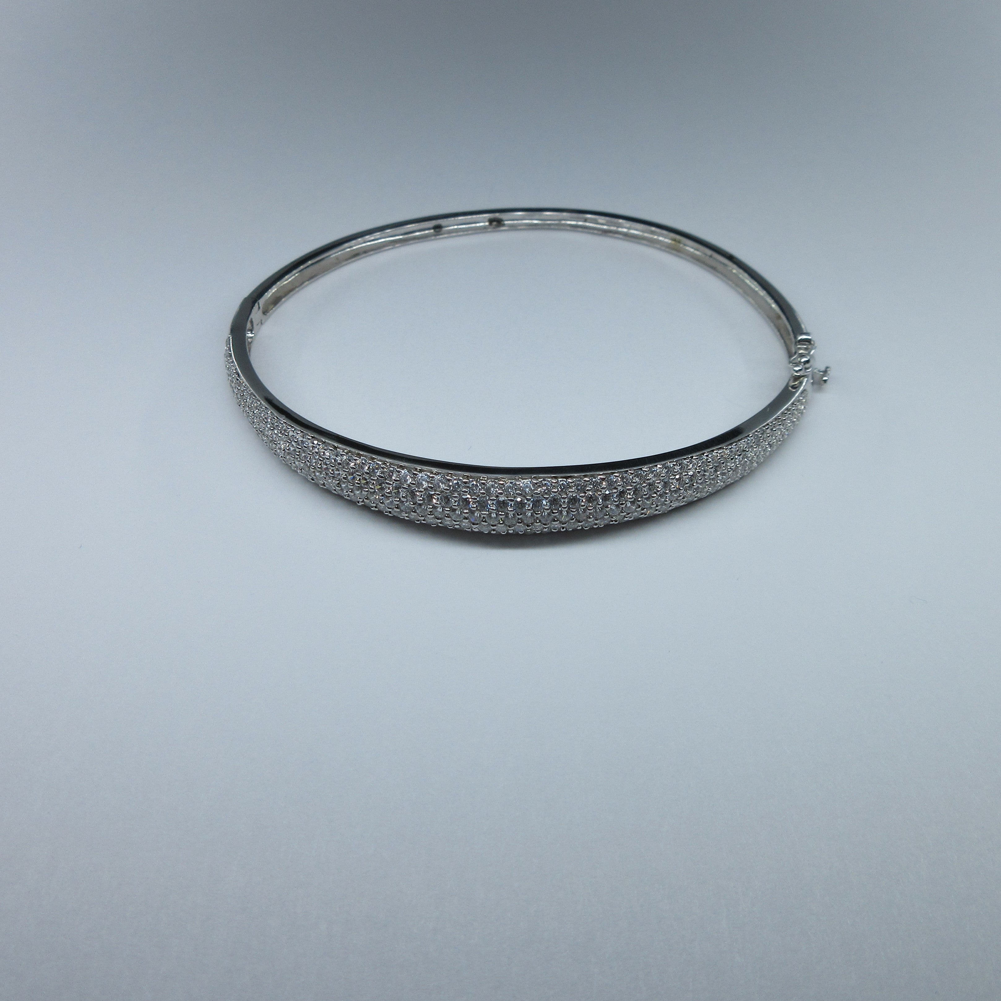 Ladies Silver White C/Z Bangle