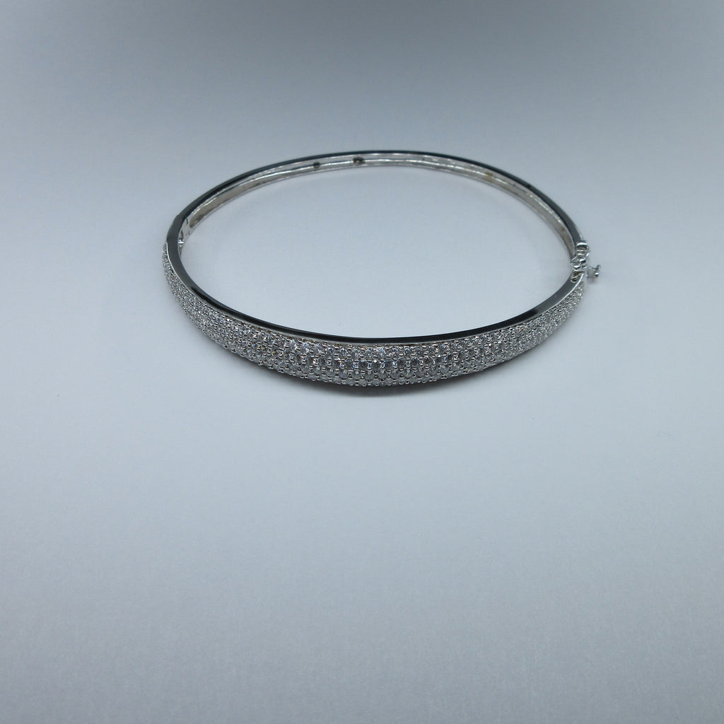 Ladies Silver White C/Z Bangle