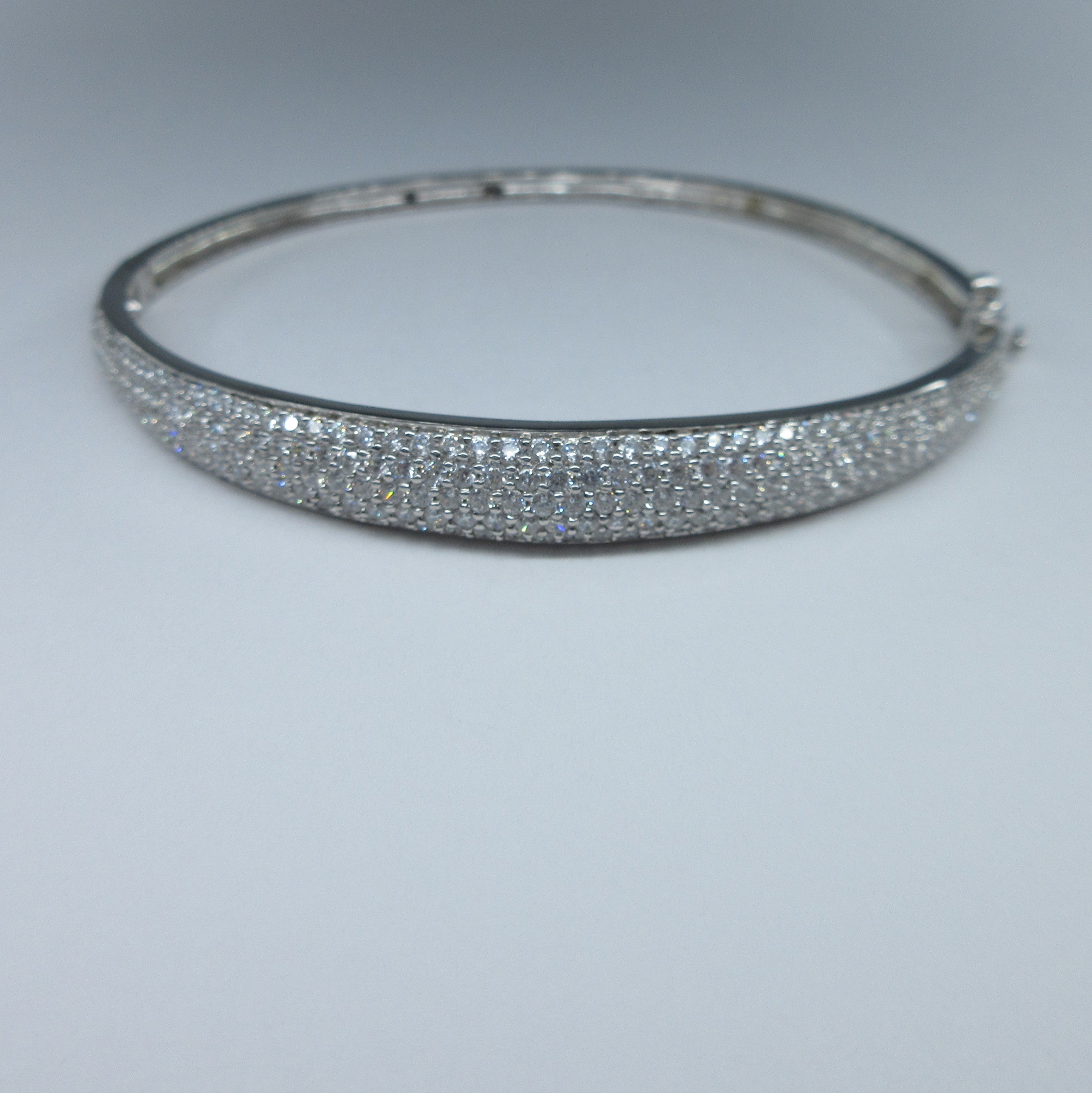 Ladies Silver White C/Z Bangle