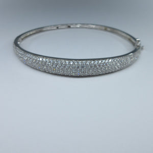 Ladies Silver White C/Z Bangle