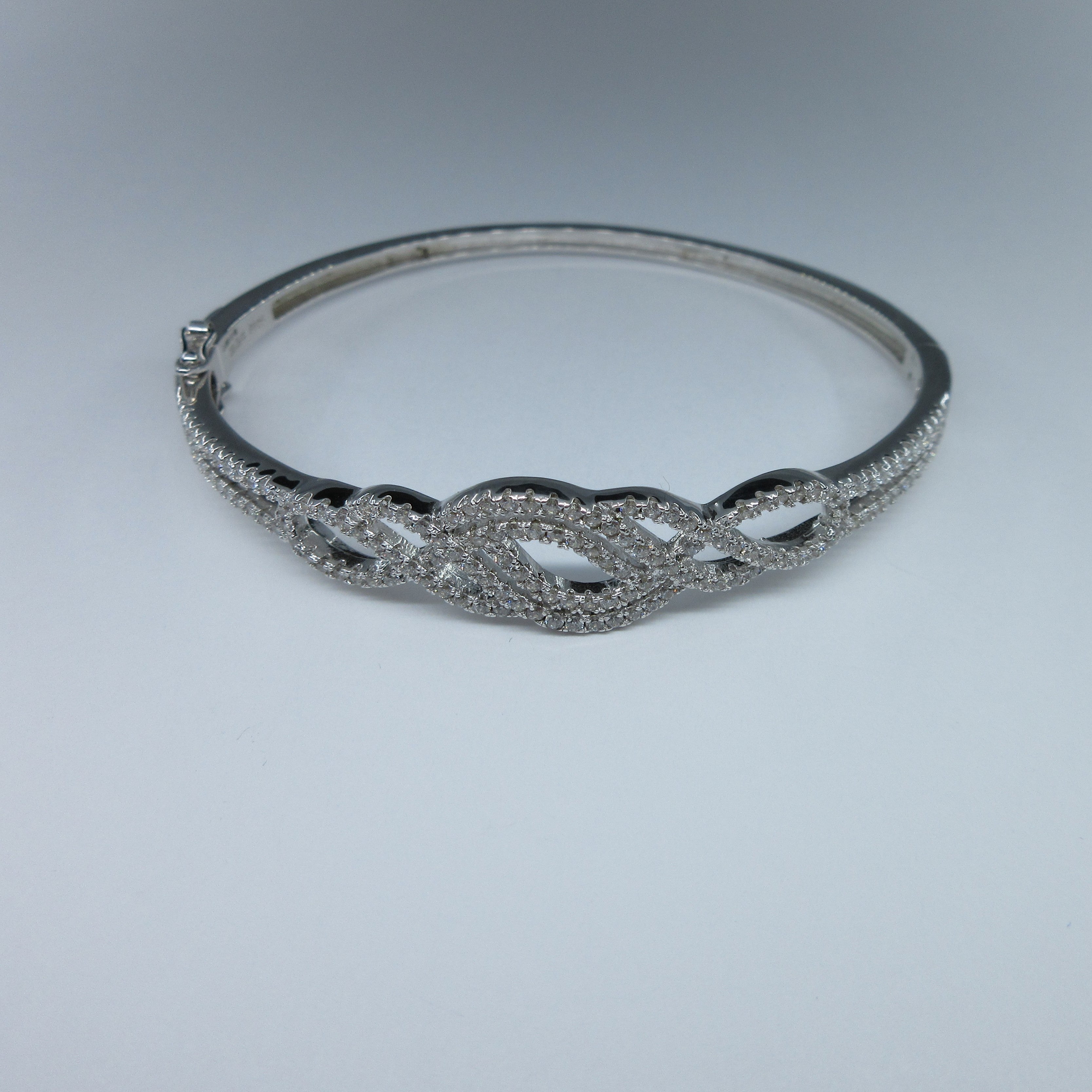 Ladies Silver Crossover C/Z Bangle