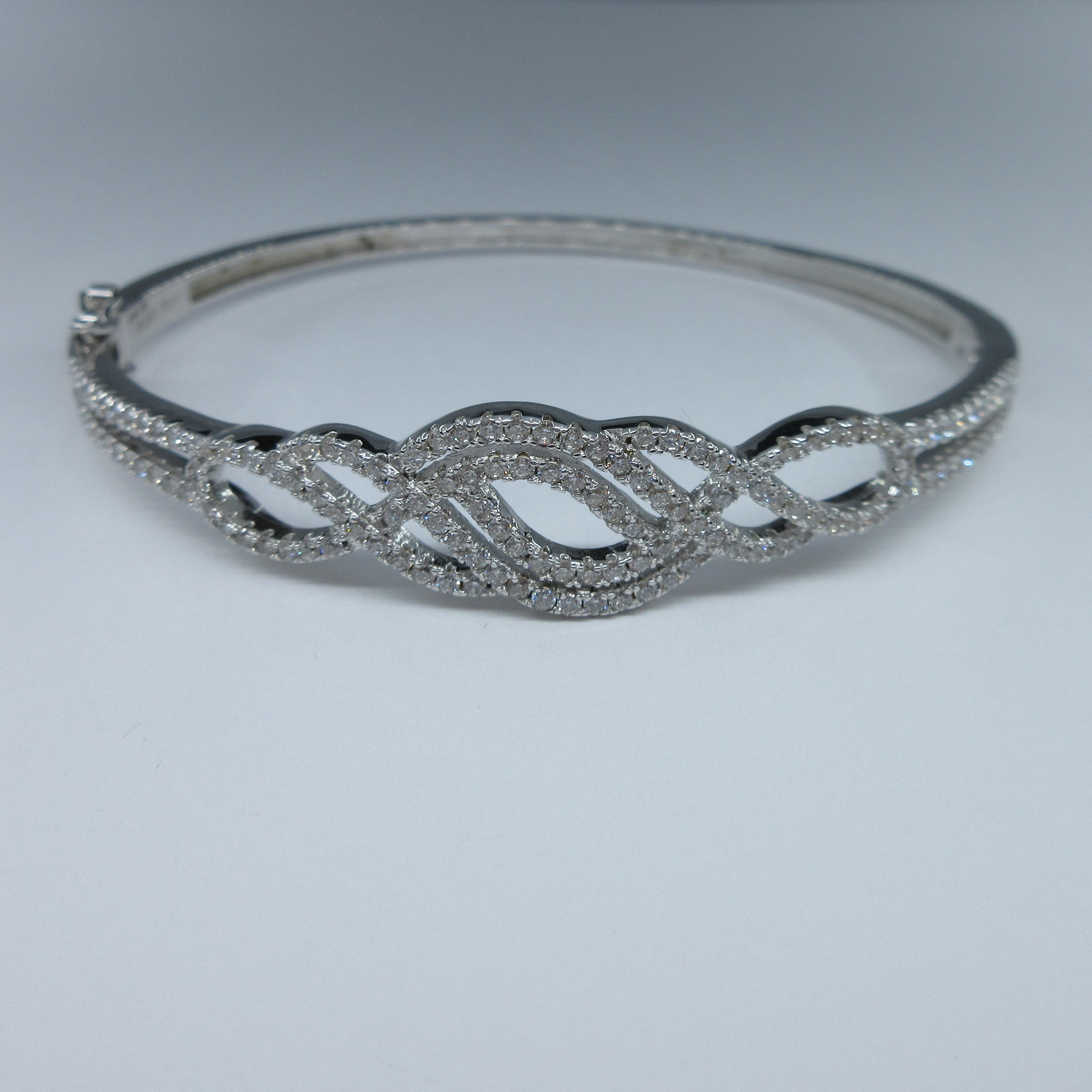 Ladies Silver Crossover C/Z Bangle