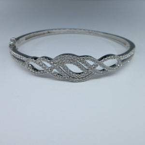 Ladies Silver Crossover C/Z Bangle