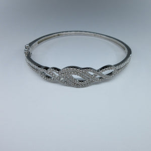 Ladies Silver Crossover C/Z Bangle