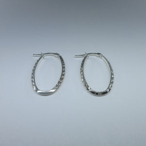 Silver Oval Hoop Earrings