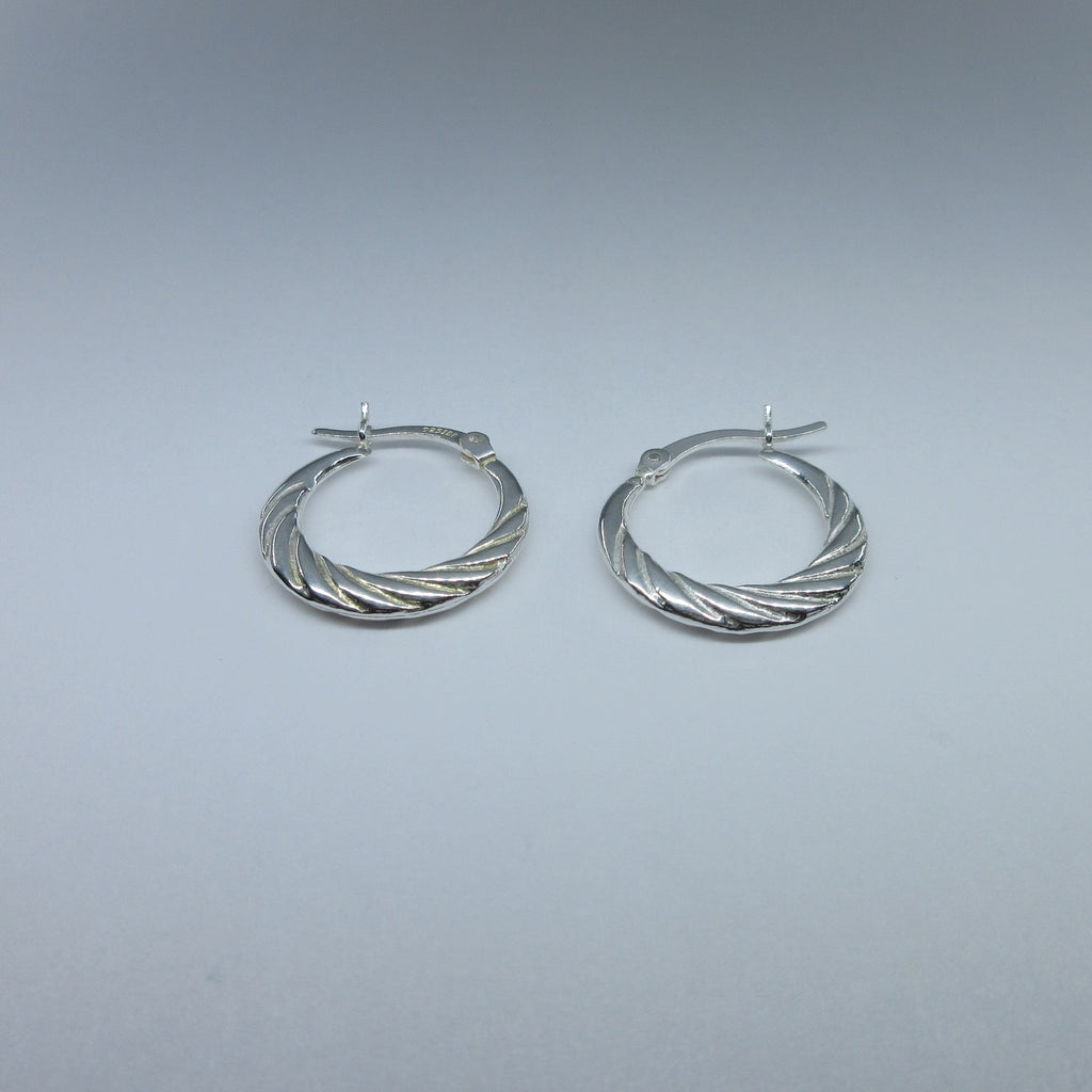 Silver Patterned Hoop Earrings