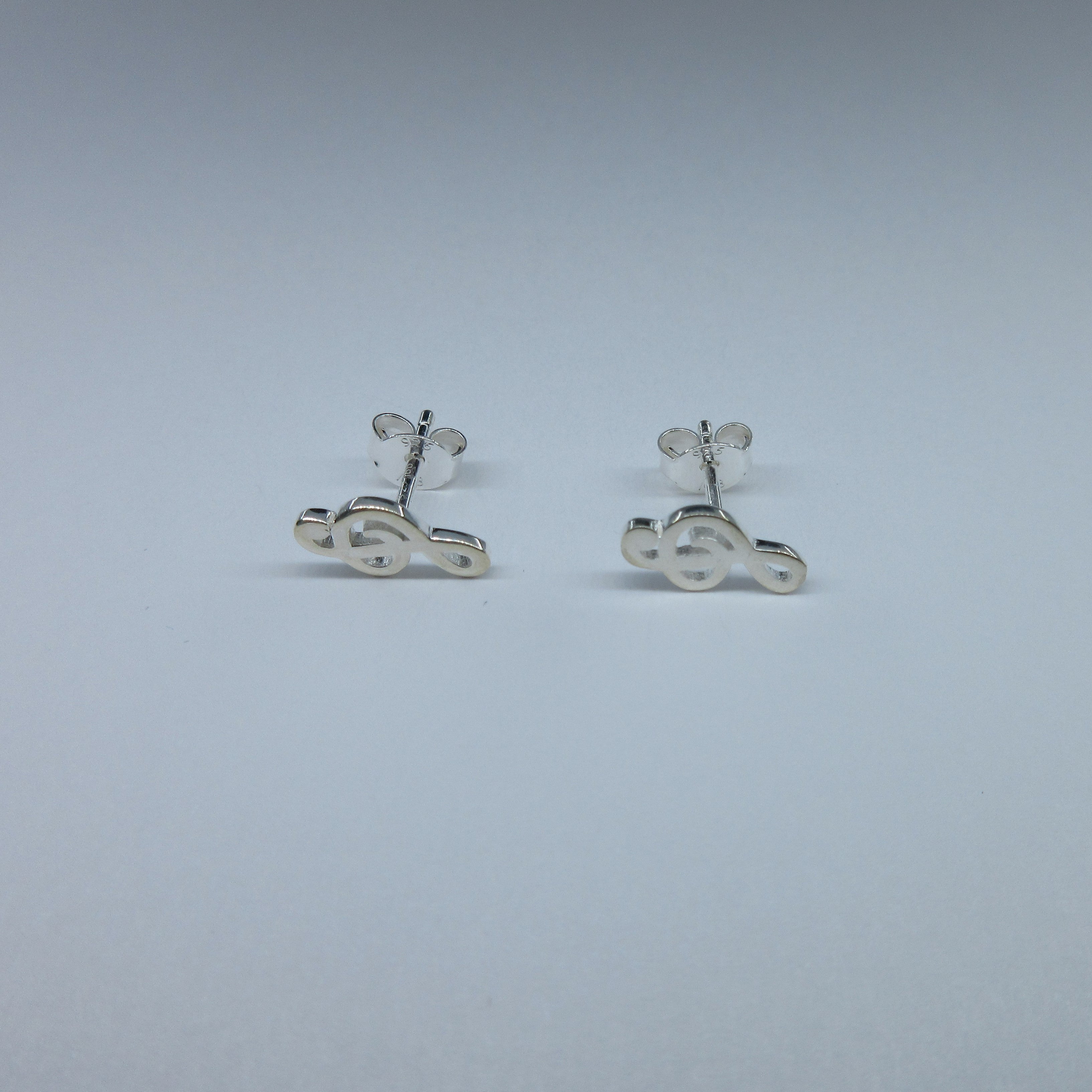 Silver Treble Clef Stud Earrings