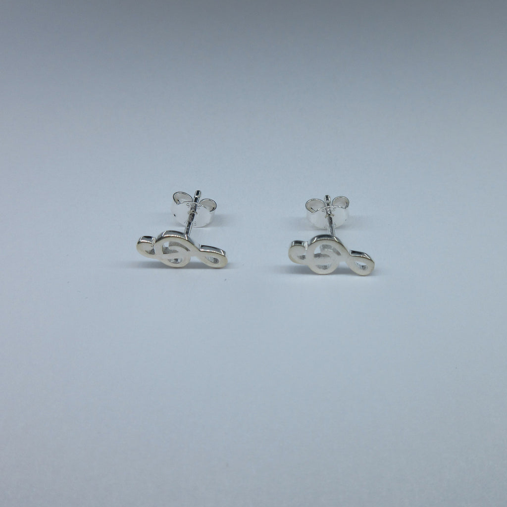 Silver Treble Clef Stud Earrings