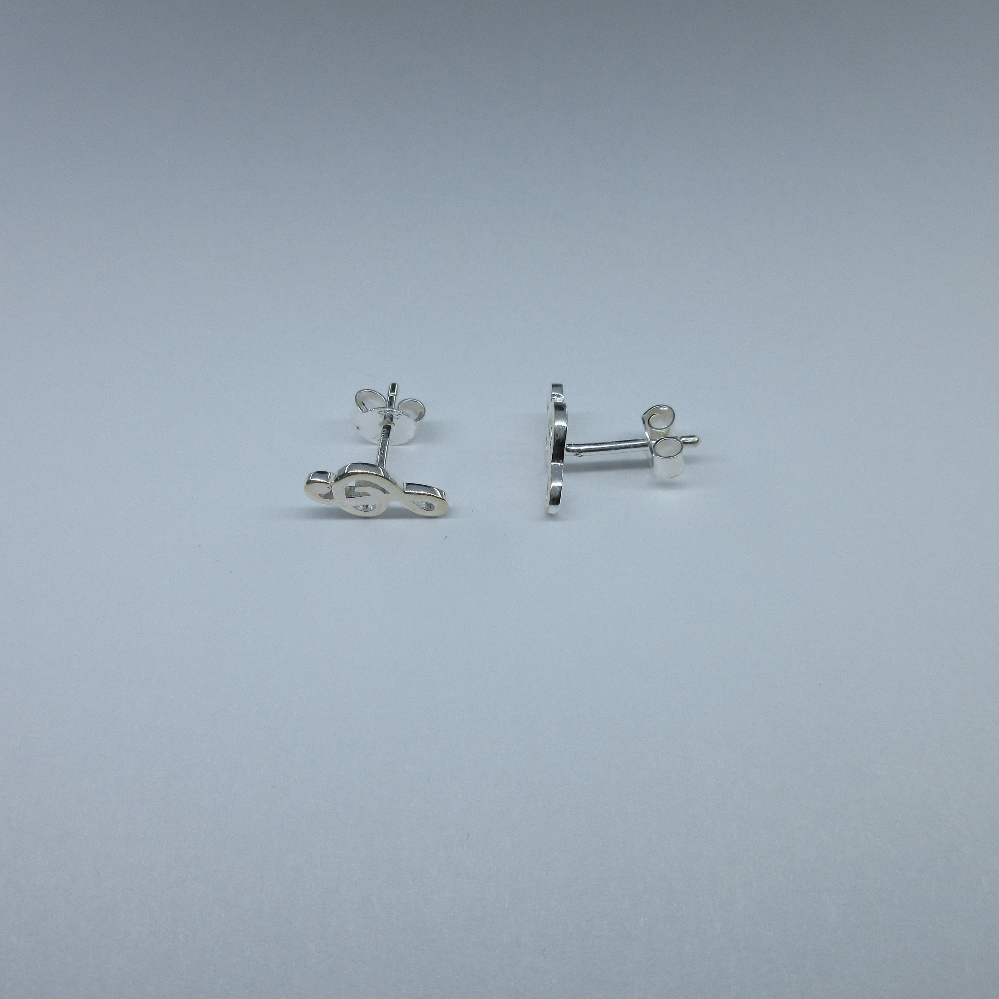 Silver Treble Clef Stud Earrings