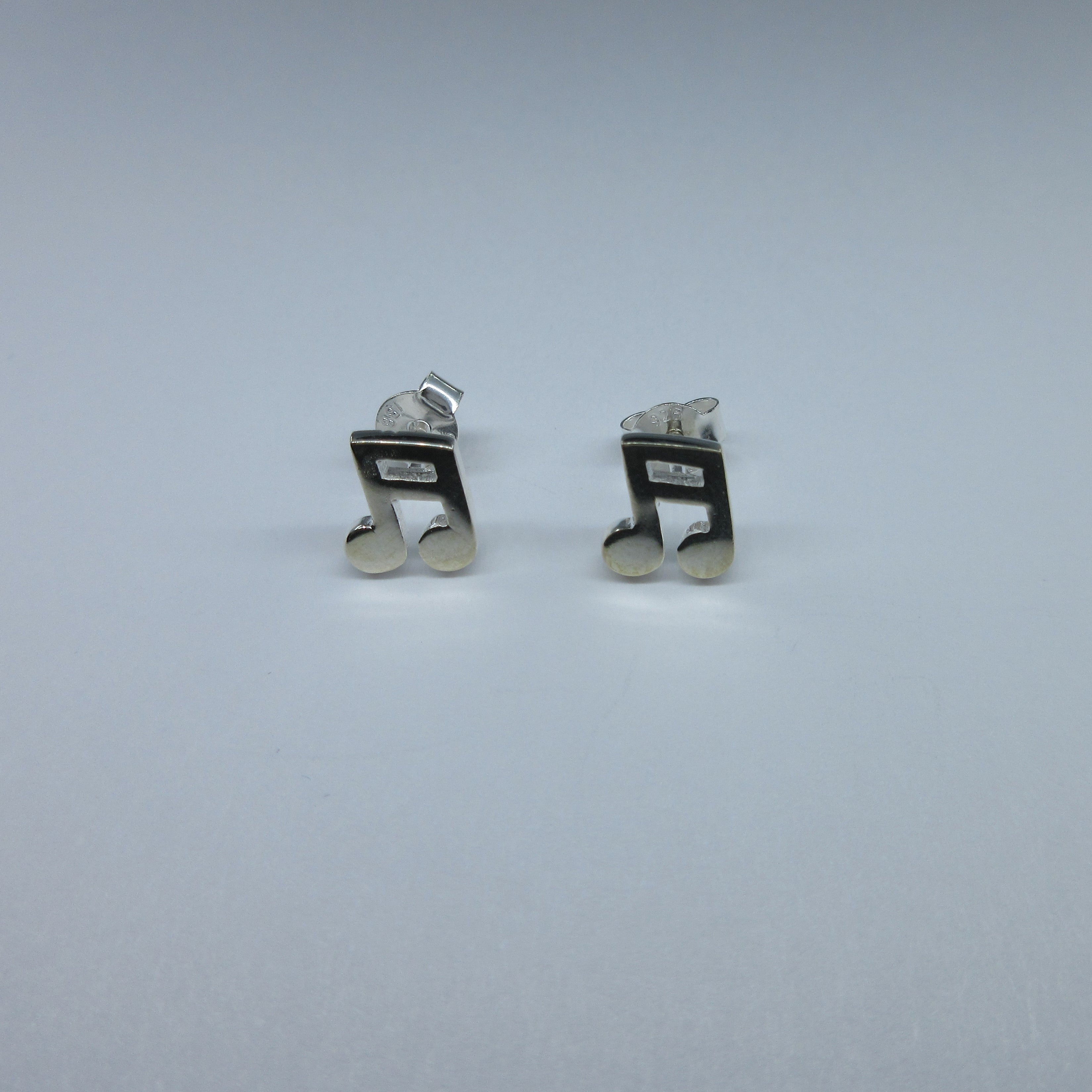 Silver Musical Note Stud Earrings