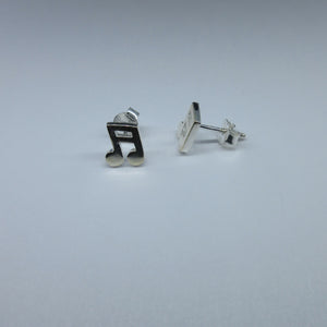 Silver Musical Note Stud Earrings