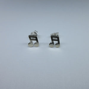 Silver Musical Note Stud Earrings