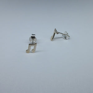 Silver Musical Note Stud Earrings