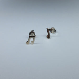 Silver Musical Note Stud Earrings