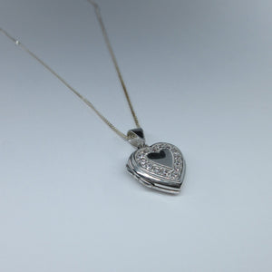 Silver Heart C/Z Locket Necklace