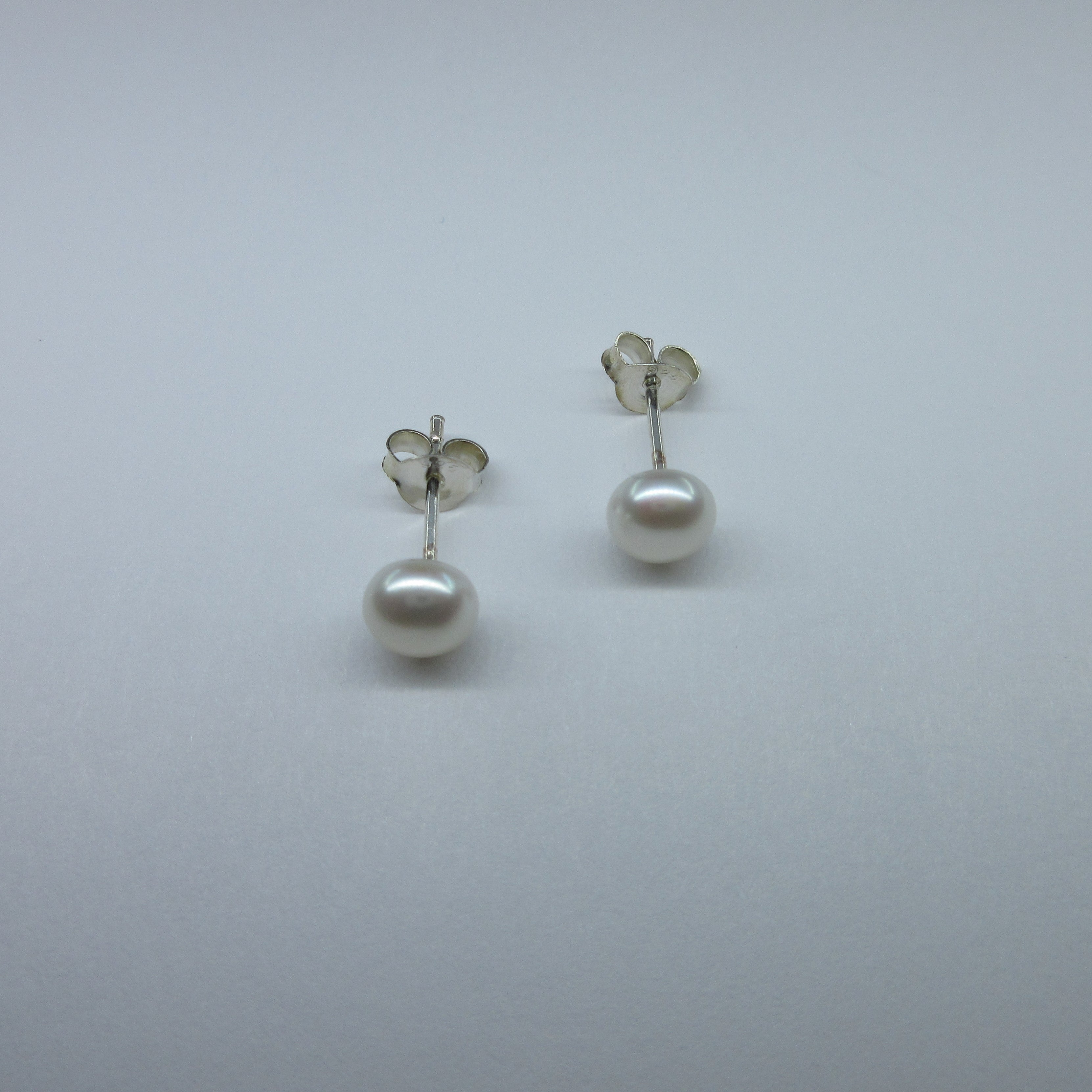 Silver Pearl Stud Earrings