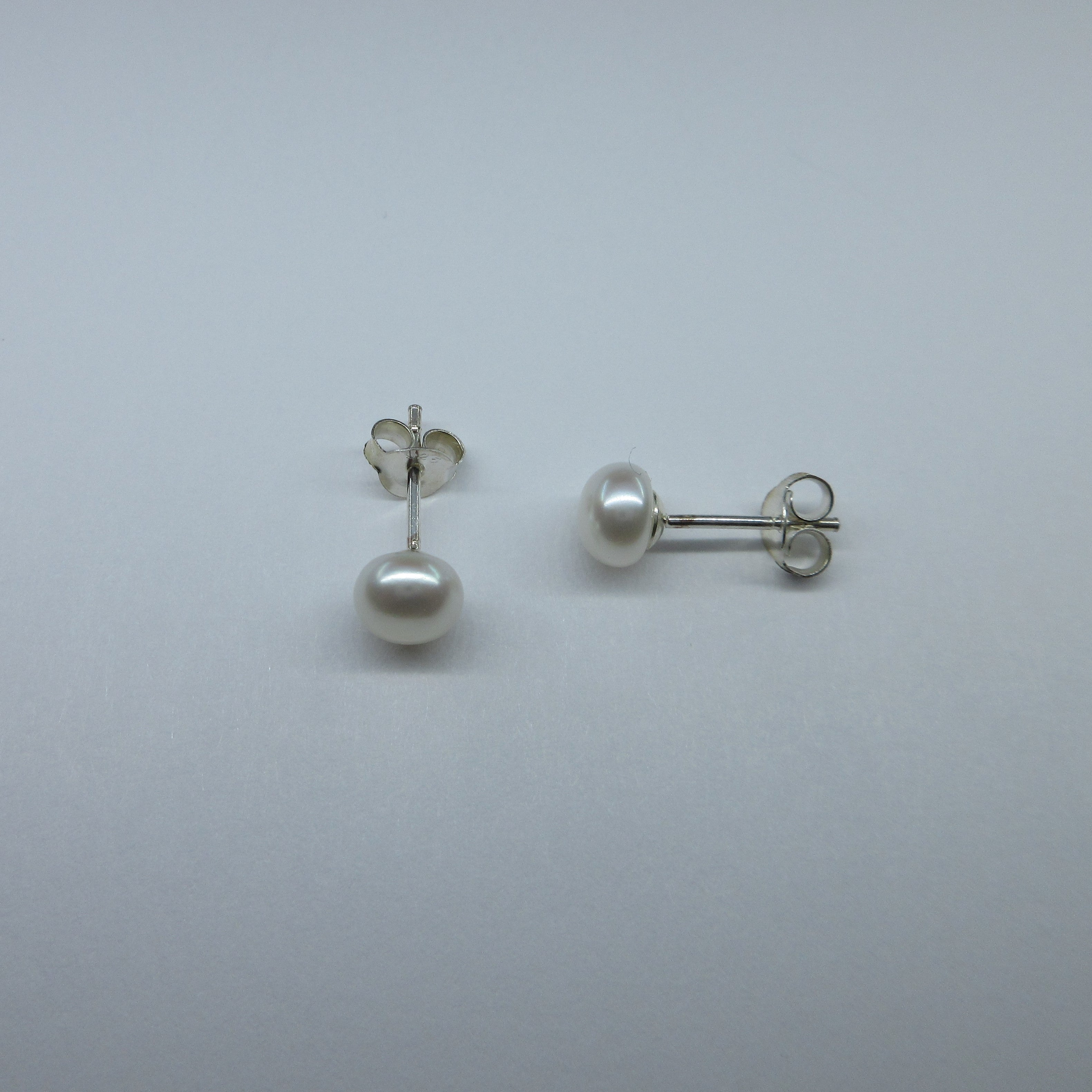 Silver Pearl Stud Earrings