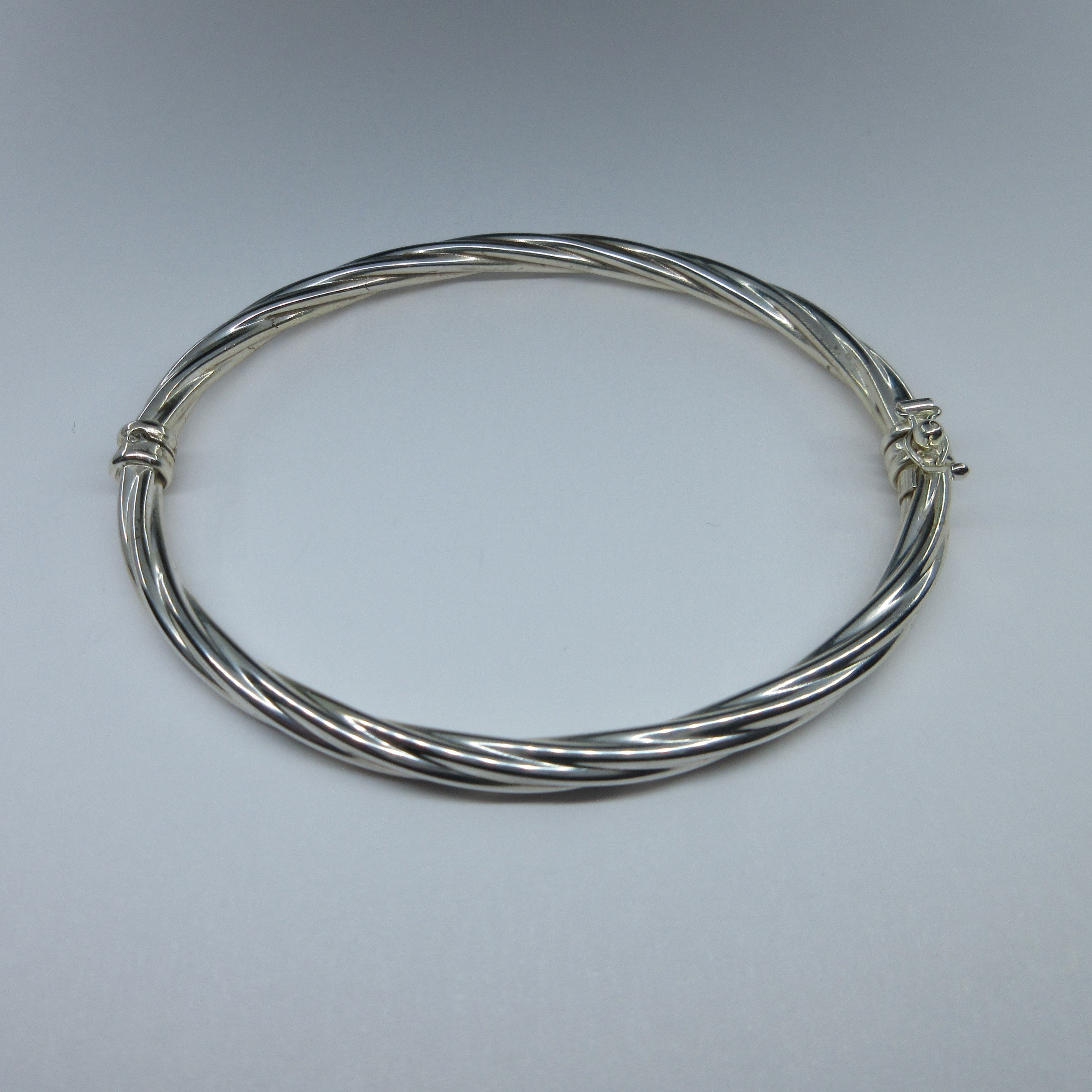 Ladies Silver Twist Bangle