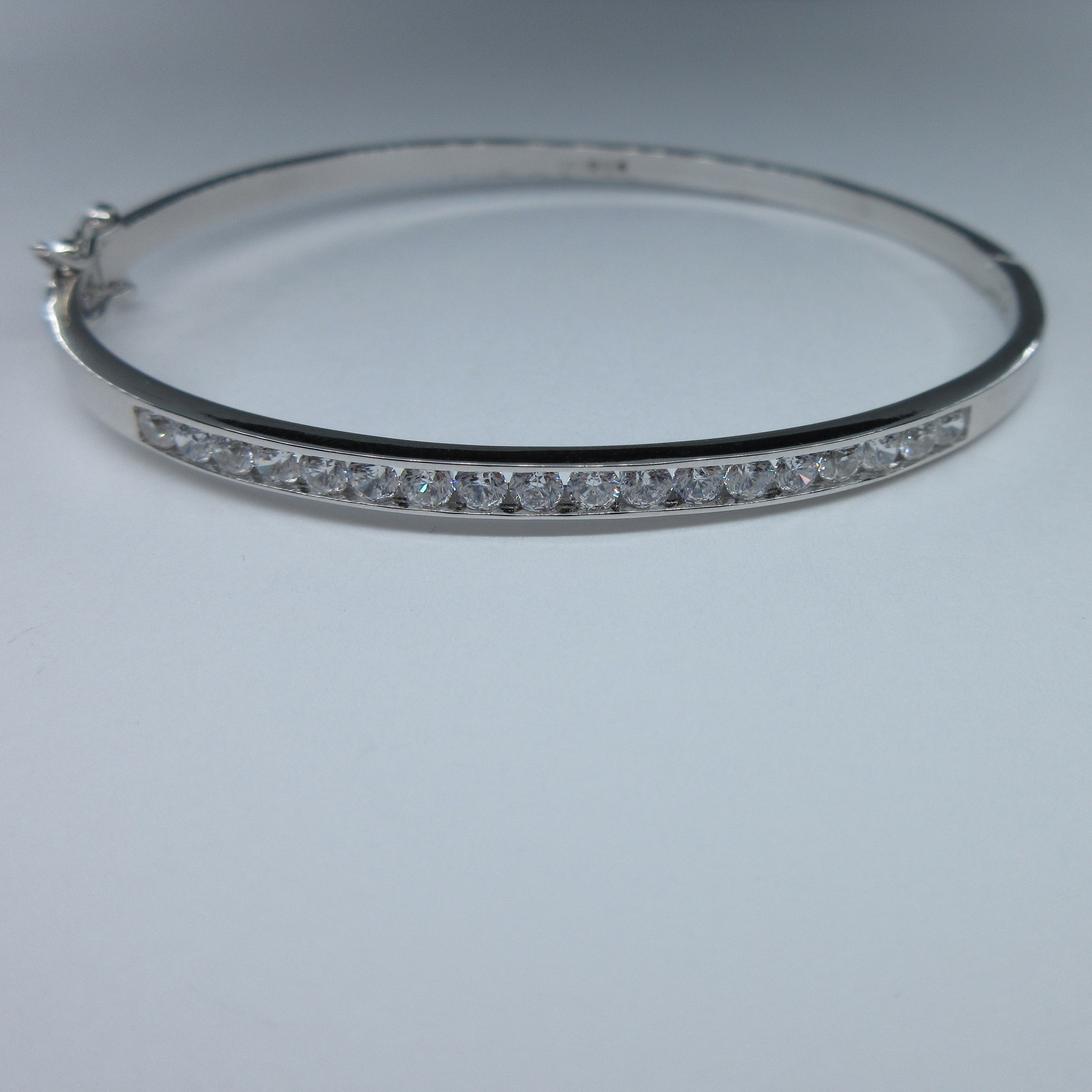 Ladies Silver C/Z Channel Set Bangle